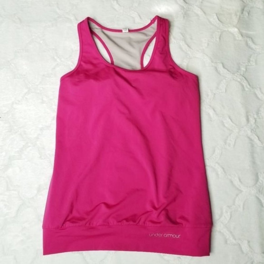 Under Armour Pink Racerback Tank Workout Heat Gear Women's Size S